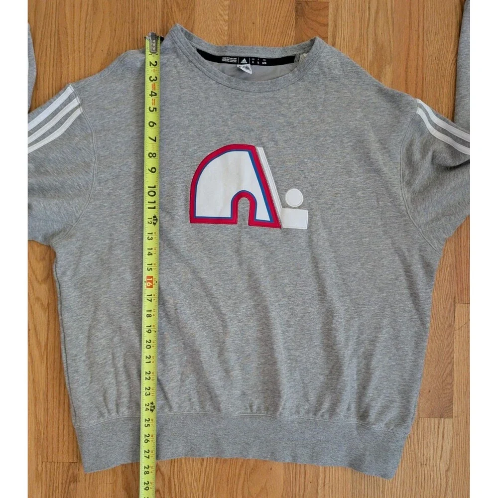 Quebec Nordiques Sweatshirt NHL Hockey Avalanche Adidas Heathered Grey Mens XL